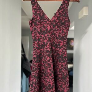 Elegant Black and Pink Patterned Dress